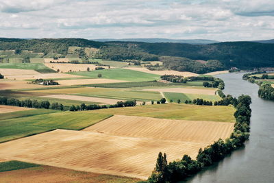 Scenic view of agricultural landscape against sky
