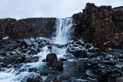Scenic view of waterfall