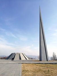 View of airport against cloudy sky