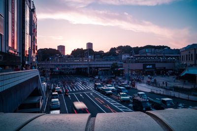 View of city at sunset