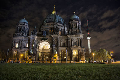 View of cathedral at night