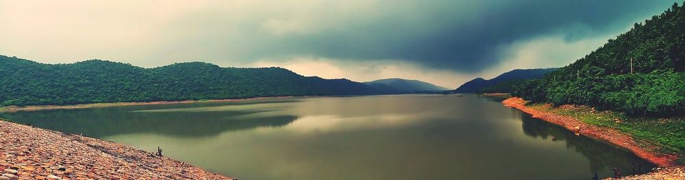 Panoramic view of lake against sky