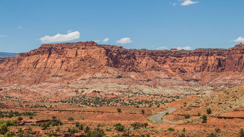 Scenic view of rocky mountains against sky