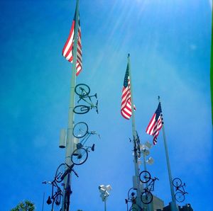 Low angle view of american flag