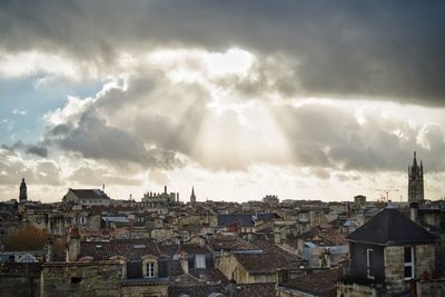 High angle shot of townscape against sky