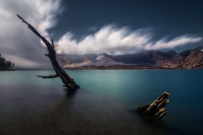 Scenic view of lake against sky