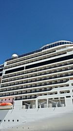 Low angle view of cruise ship against clear sky