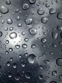 Full frame shot of wet glass window