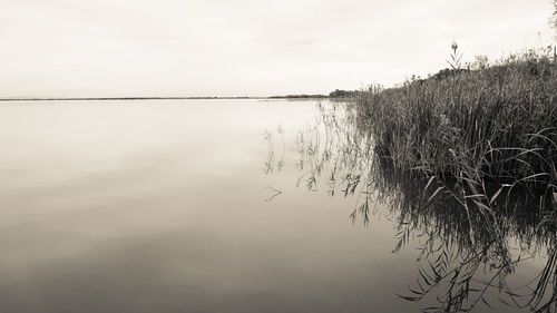 Scenic view of calm lake against sky