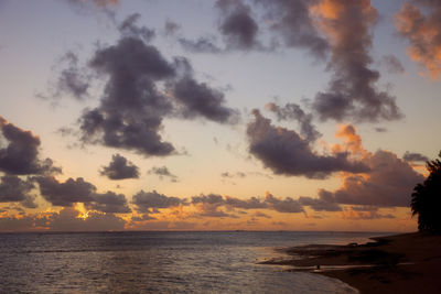 Scenic view of sea against sky at sunset