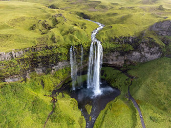 Scenic view of waterfall