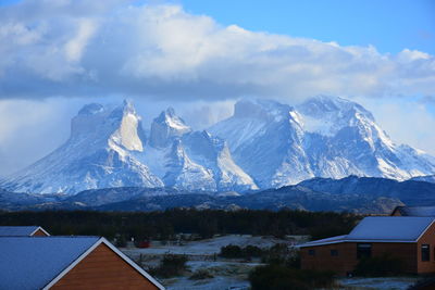 Scenic view of mountains against sky