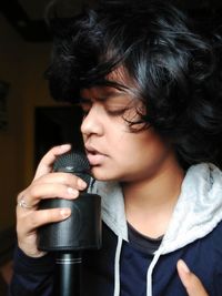 Close-up portrait of teenage boy