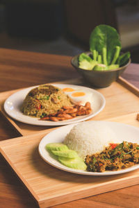 Close-up of food in plate on table