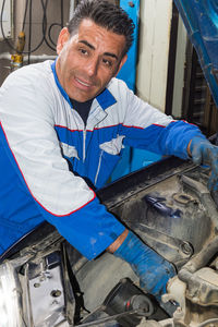 High angle view of man wearing shoes