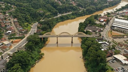 High angle view of bridge over river