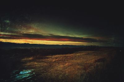 Scenic view of dramatic sky at night