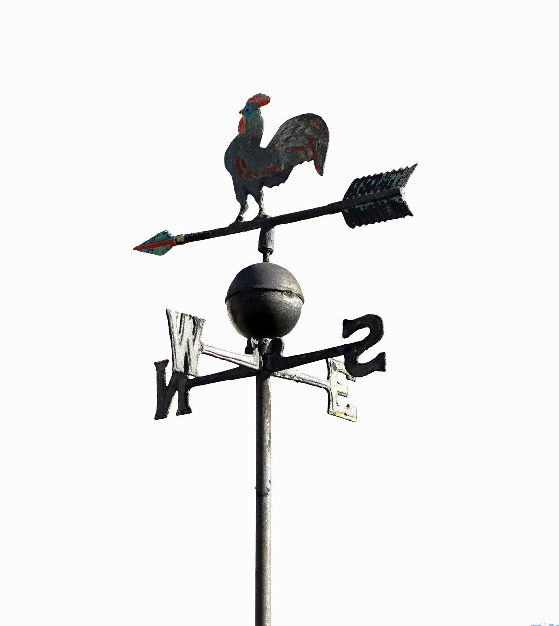 LOW ANGLE VIEW OF WEATHER VANE ON STREET LIGHT