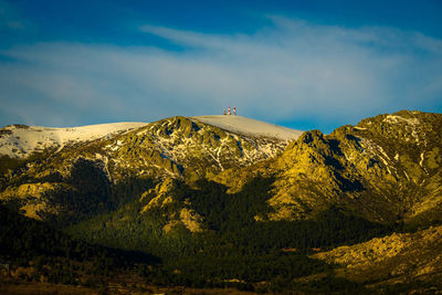 Scenic view of landscape and mountains against sky