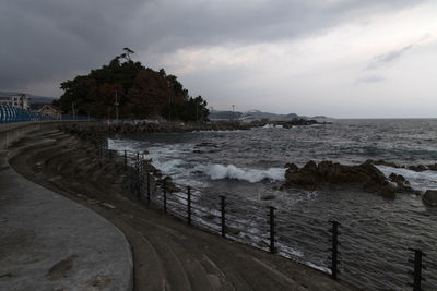 Scenic view of beach against sky