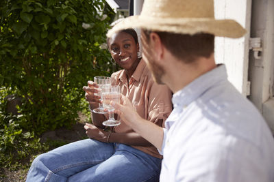 Couple toasting outdoor