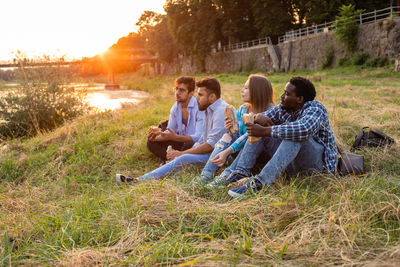 People sitting on field