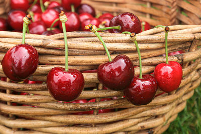 Close-up of strawberries in basket