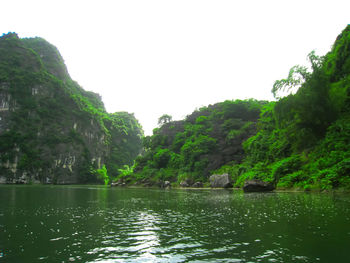 Scenic view of lake against clear sky