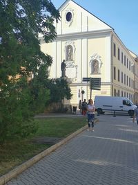 View of a statue against building