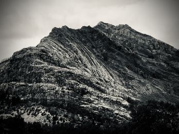 Low angle view of rock formation against sky