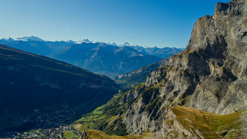 Scenic view of mountains against clear sky