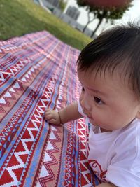 High angle portrait of cute baby