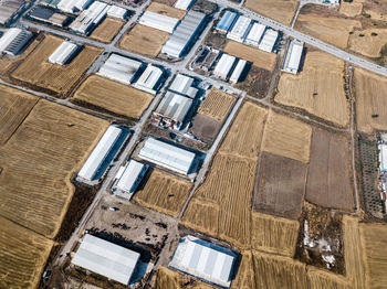 High angle view of machinery on landscape