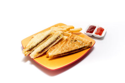 Close-up of food on white background