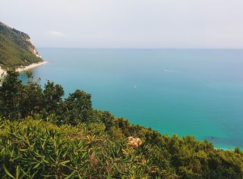 Scenic view of sea against cloudy sky