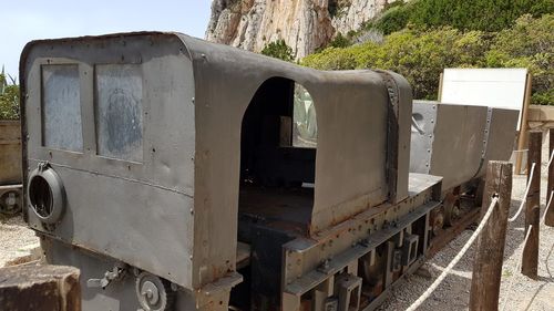 Abandoned train on railroad track