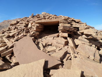 Low angle view of old ruins against sky