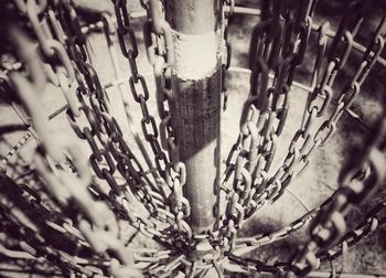 Close-up of chain hanging outdoors