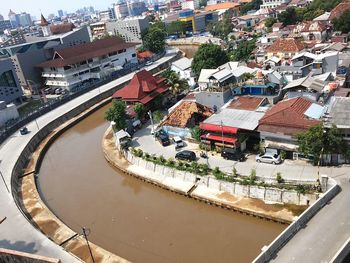 High angle shot of residential district