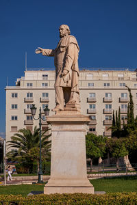 Low angle view of statue against clear sky