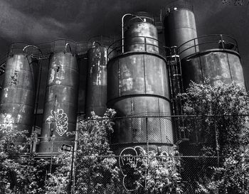 Low angle view of metal structure against sky