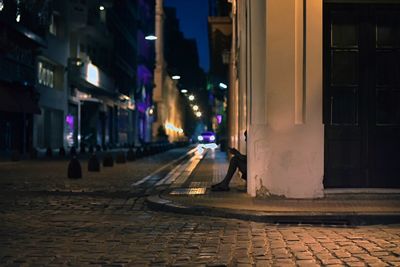 View of city street at night