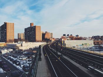 Railroad tracks in city