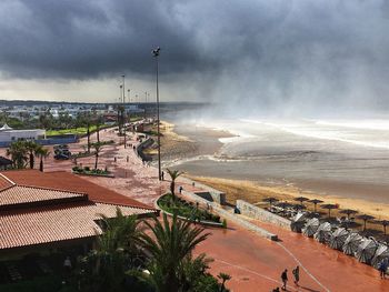 High angle view of beach against sky