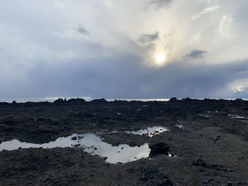 Scenic view of land against sky