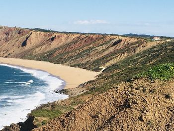 Scenic view of beach against sky