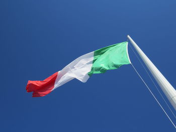 Low angle view of flag against clear sky