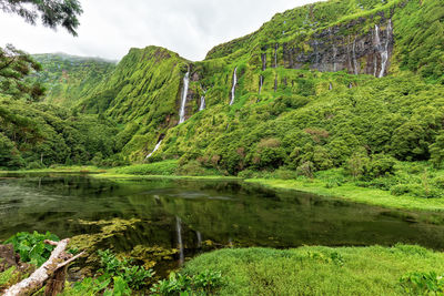 Lake against mountain