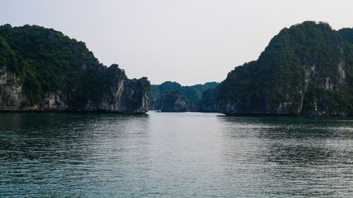 Scenic view of sea against clear sky