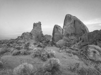 Rock formations against clear sky